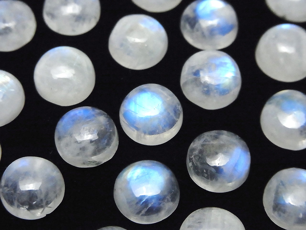 [Video]Rainbow Moonstone AA++ Round Cabochon 10x10mm 3pcs