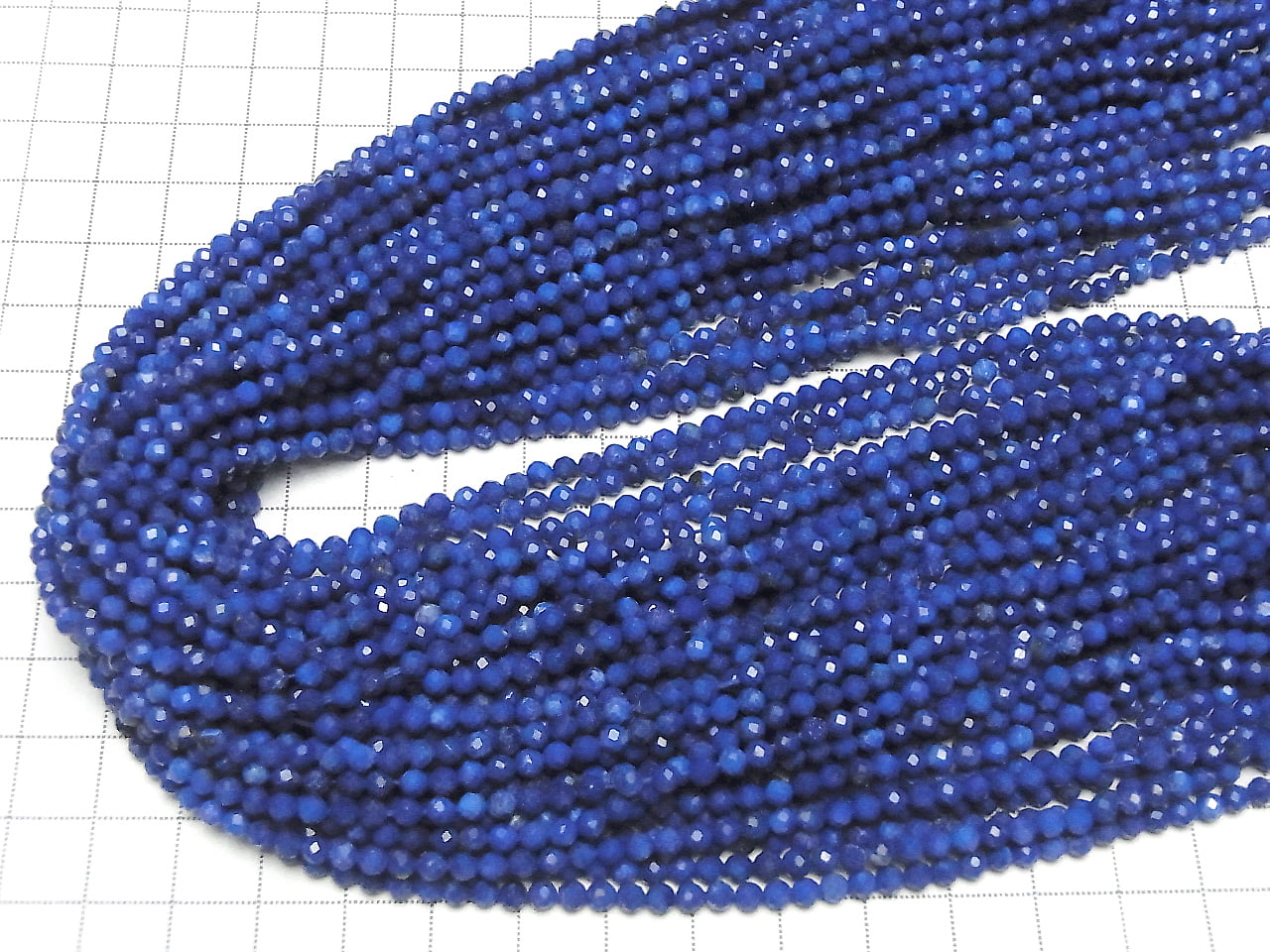 Haute Qualité ! Lapis-lazuli AA++ facetté rond 3 mm 1 fil de perles (env. 37 cm)