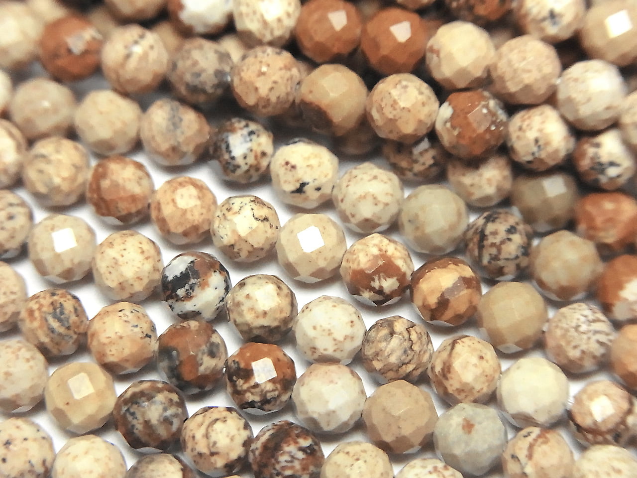 高品質！畫面碧玉刻面圓珠 4mm 一串（約15英吋/36公分）
