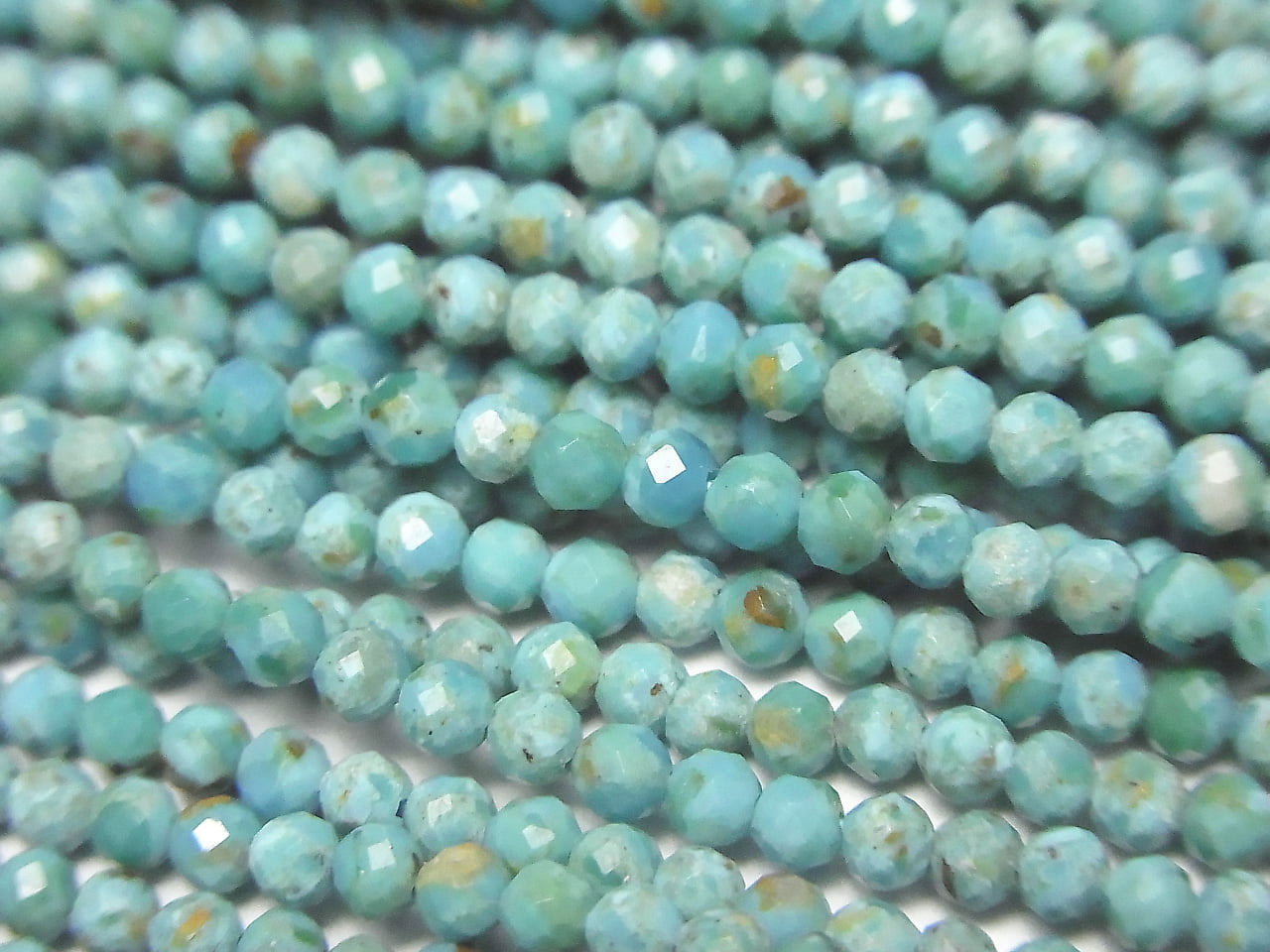 AA+級綠松石刻面圓珠 2mm 一串 (約15英吋/37公分長) 高品質!