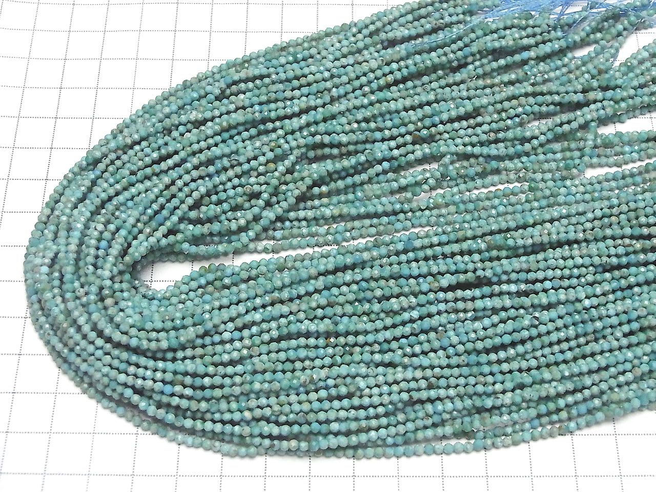 AA+級綠松石刻面圓珠 2mm 一串 (約15英吋/37公分長) 高品質!