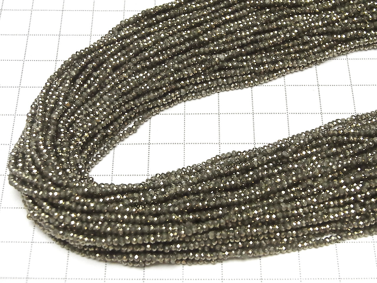 高品質！黃鐵礦 AAA 刻面圓扁珠 2x2x1mm 1串珠子 (約15英吋/37公分)