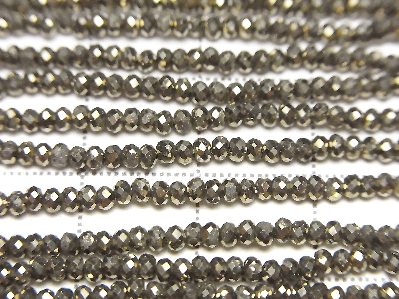 高品質！黃鐵礦 AAA 刻面圓扁珠 2x2x1mm 1串珠子 (約15英吋/37公分)