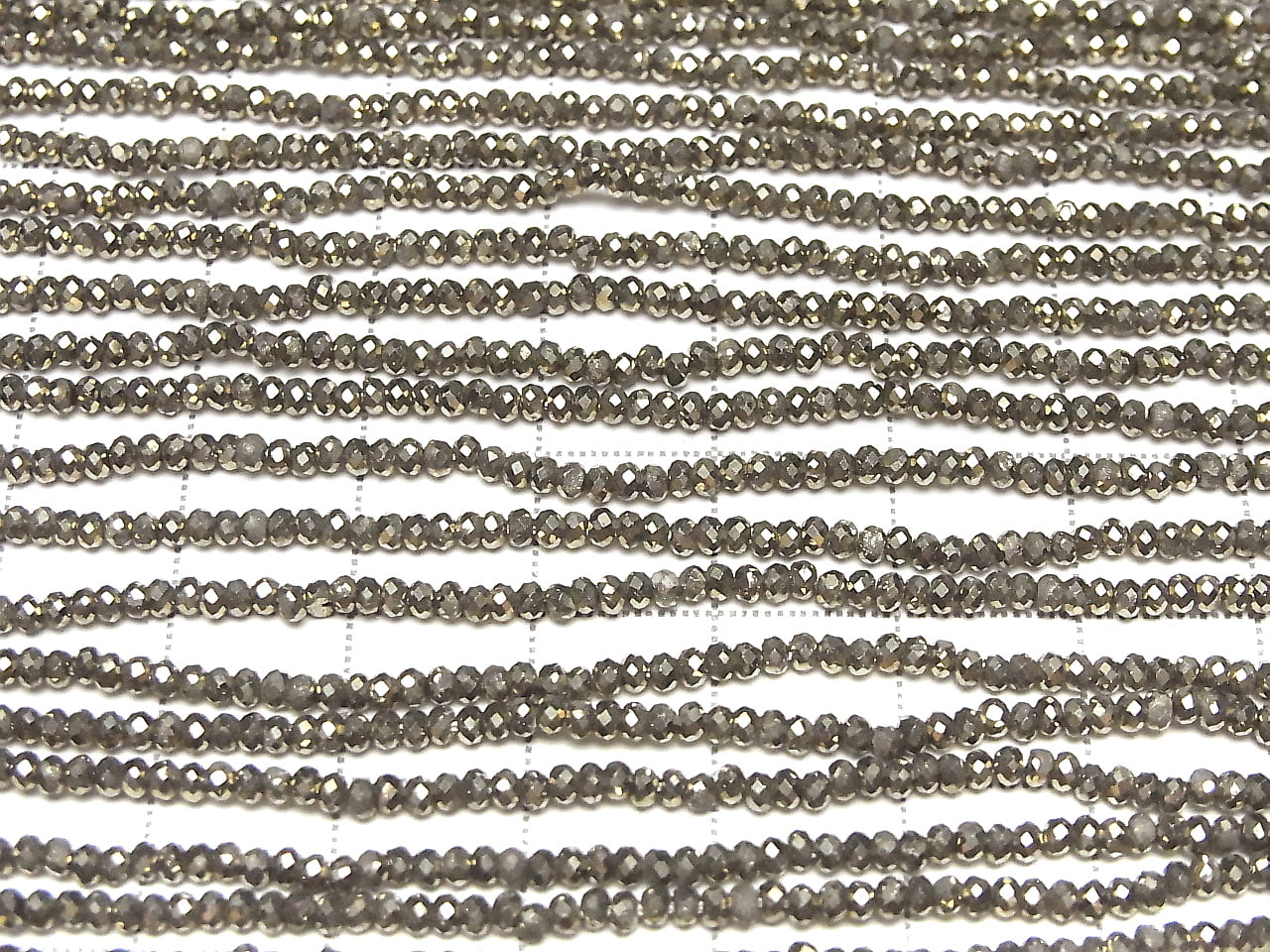 高品質！黃鐵礦 AAA 刻面圓扁珠 2x2x1mm 1串珠子 (約15英吋/37公分)