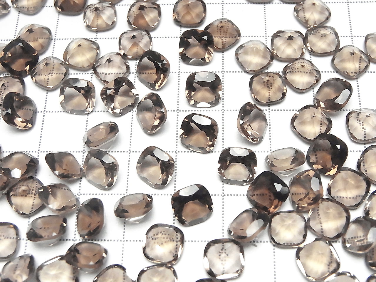 高品質煙水晶 AAA 級裸石方形刻面 8x8mm 5顆