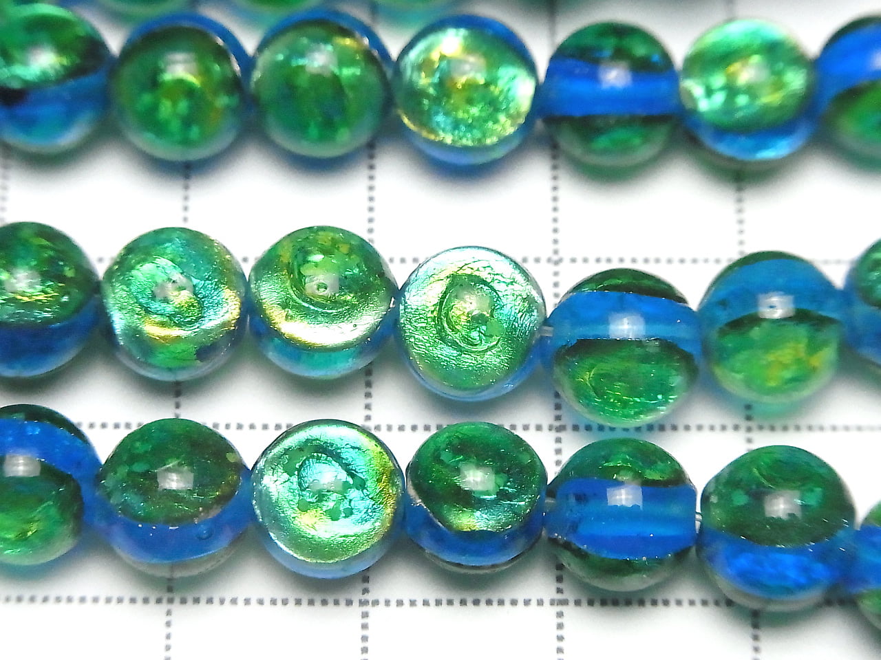 琉璃珠 圓形 8mm [伊海亞馬林/夜光型] 1/4 或 1串珠子 (約15英吋/36公分)