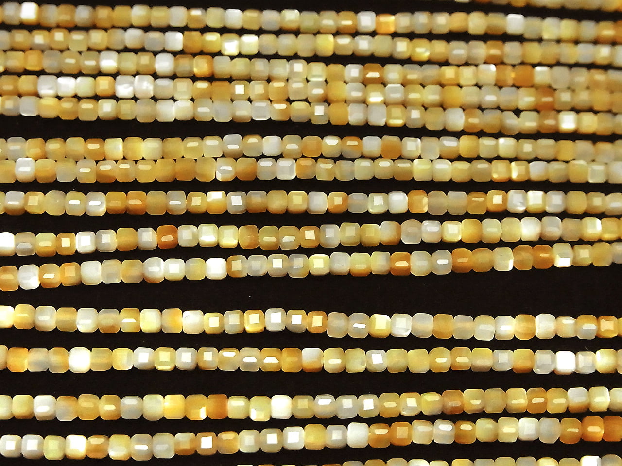 High Quality! Yellow Shell AAA Cube Shape 2x2x2mm 1strand beads (aprx.15inch/38cm)