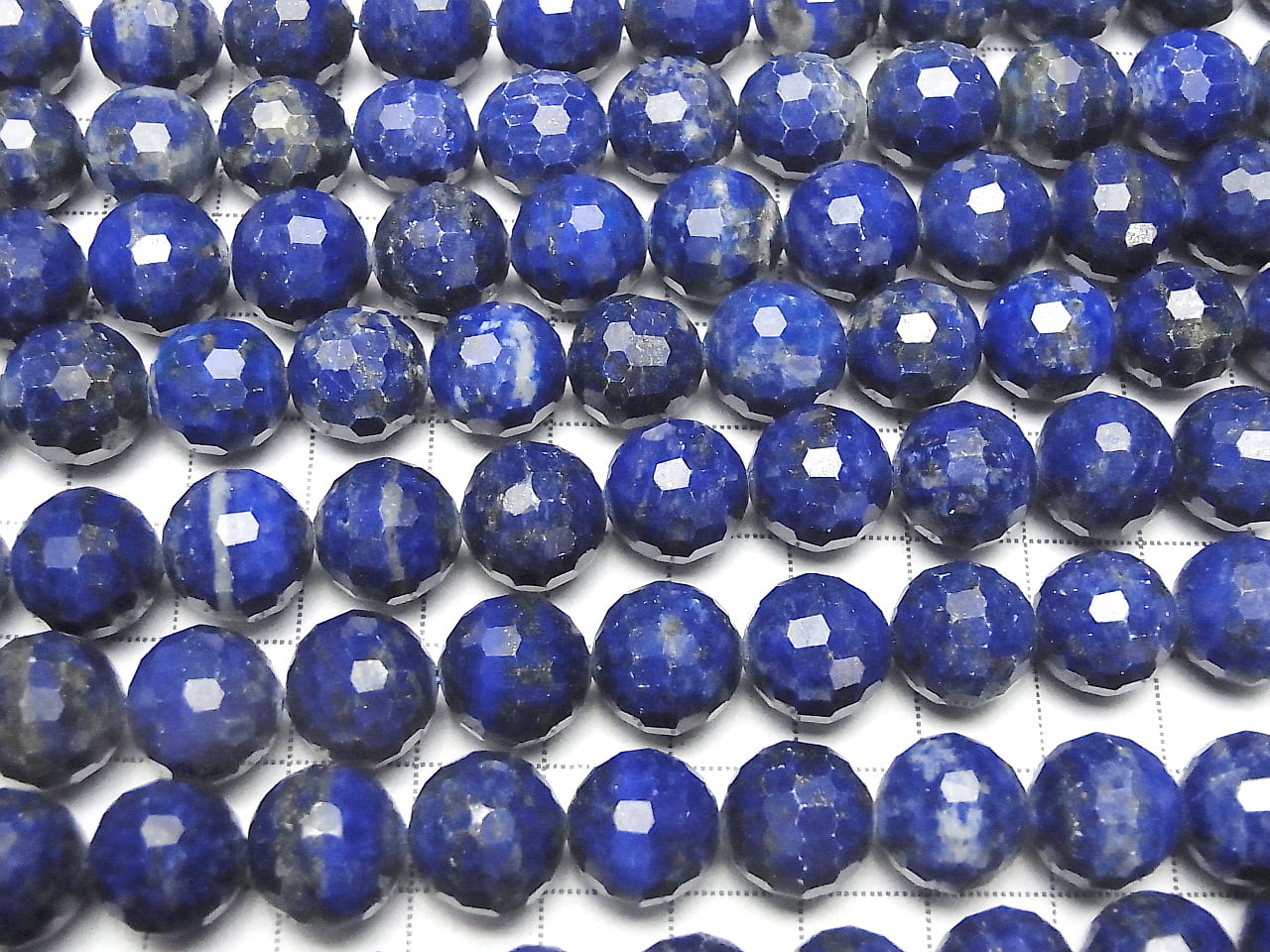 Haute qualité ! Lapis-lazuli AA+ rond à 128 facettes, 12 mm, perles demi-fil ou 1 fil (env. 37 cm / 15 pouces)