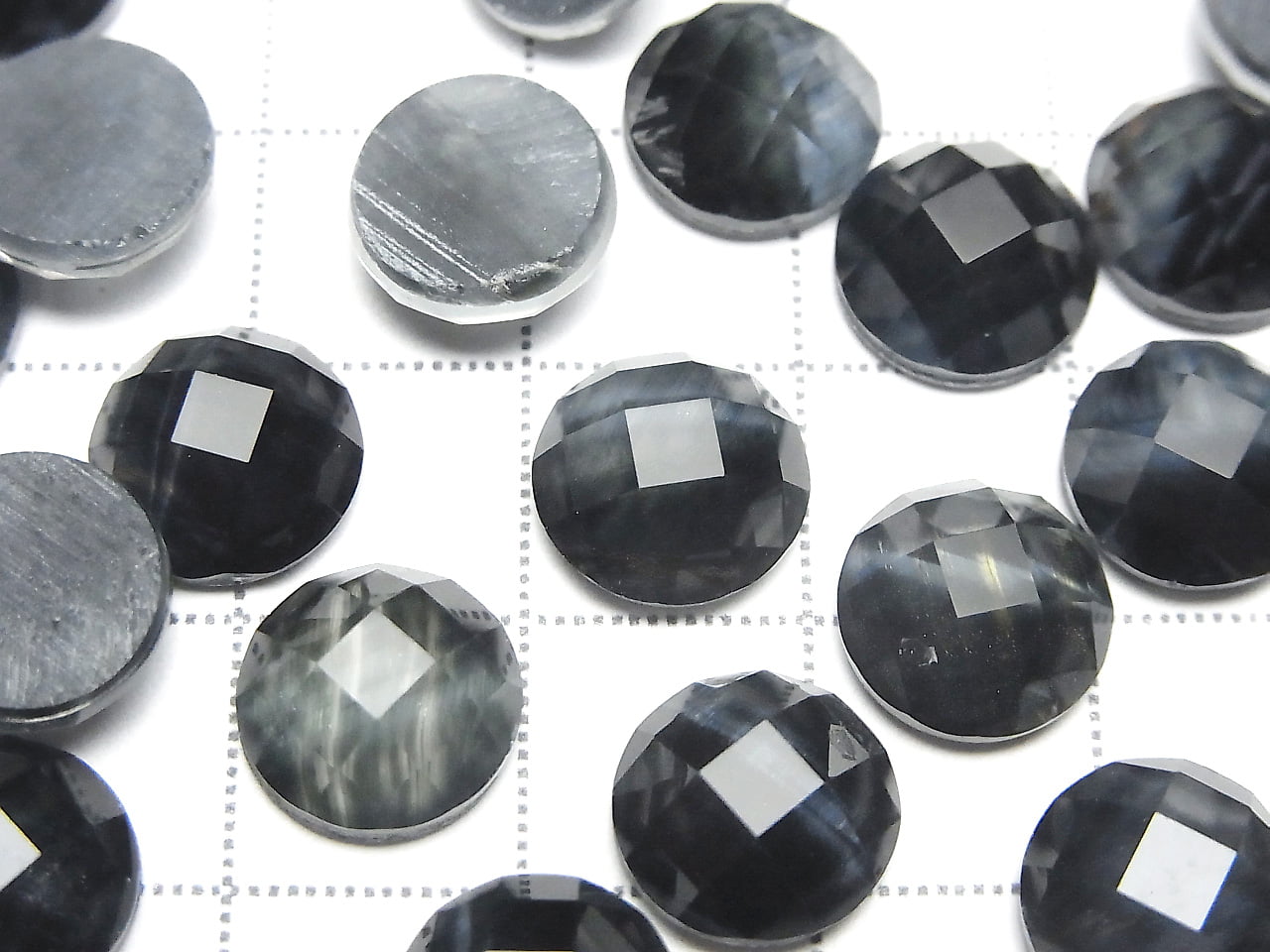 Blauer Tigerauge x Kristall AAA Rund facettierter Cabochon 10x10mm 3 Stück