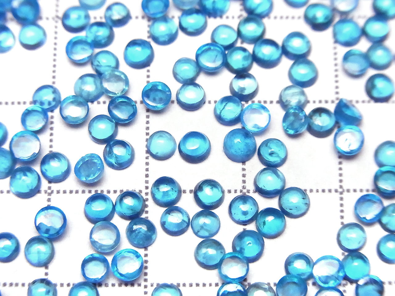 Hochwertiger Neonblauer Apatit AA++ Rund Cabochon 3x3mm 5Stück