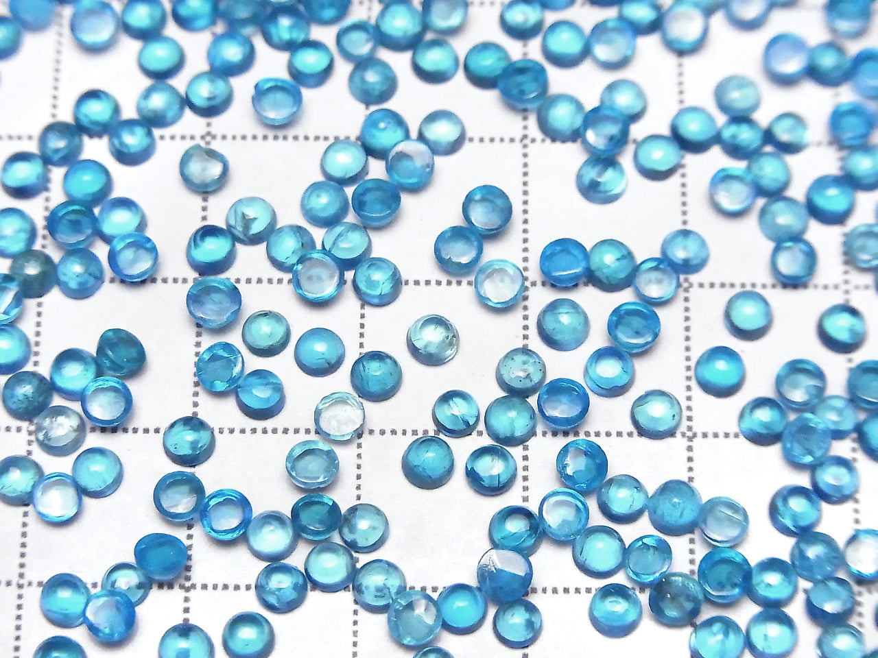Hochwertiger Neonblauer Apatit AA++ Rund Cabochon 3x3mm 5Stück