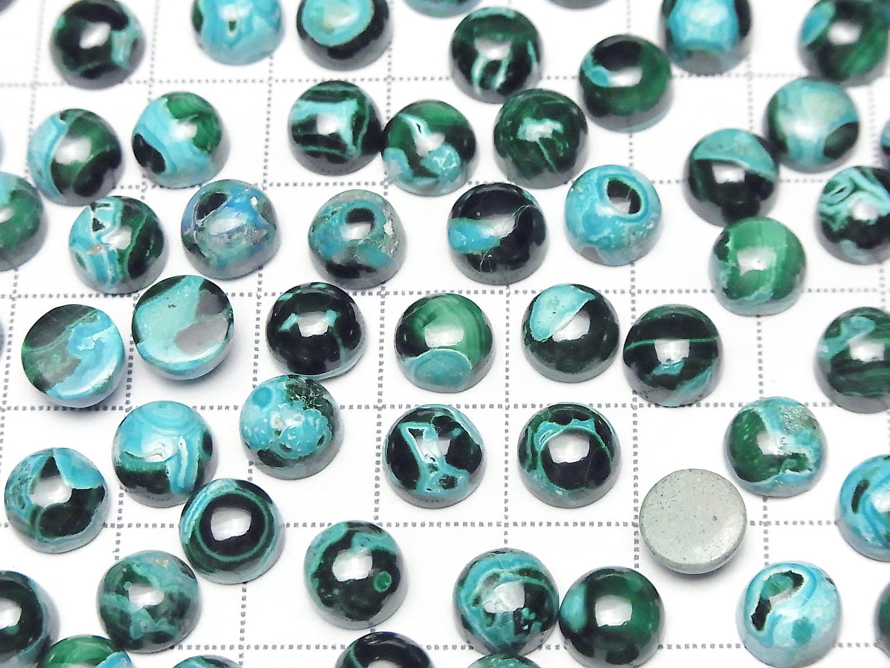Chrysocolla Malachite Round Cabochon 8x8mm 3pcs