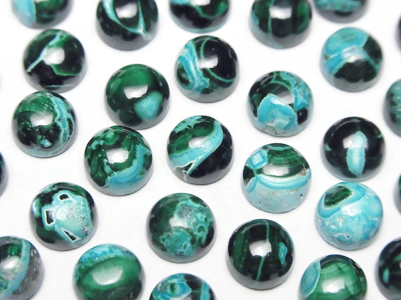 Chrysocolla Malachite Round Cabochon 8x8mm 3pcs