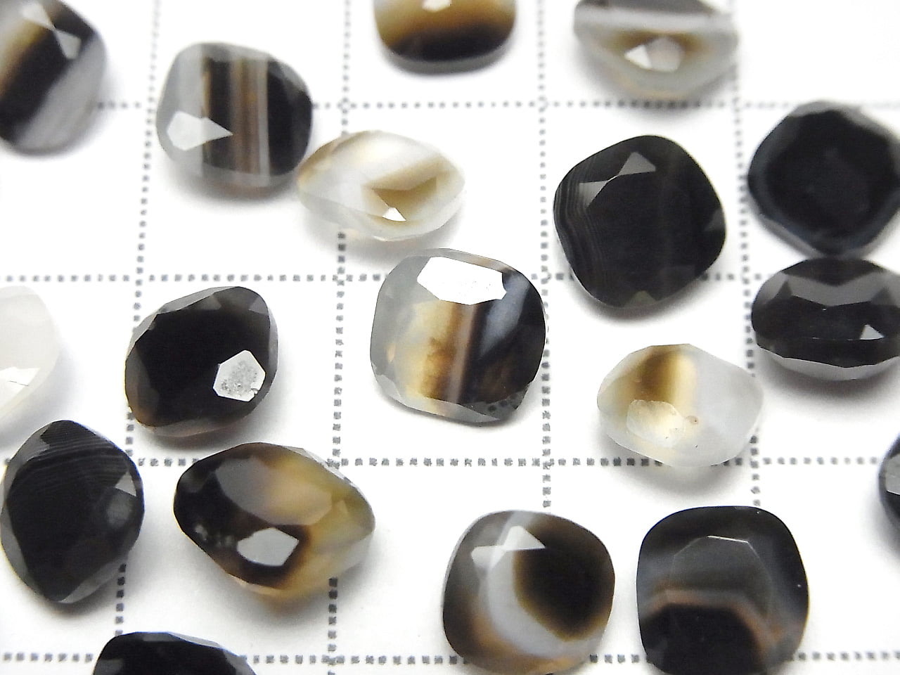 Black Stripe Agate Loose stone Square Faceted 8x8mm 5pcs