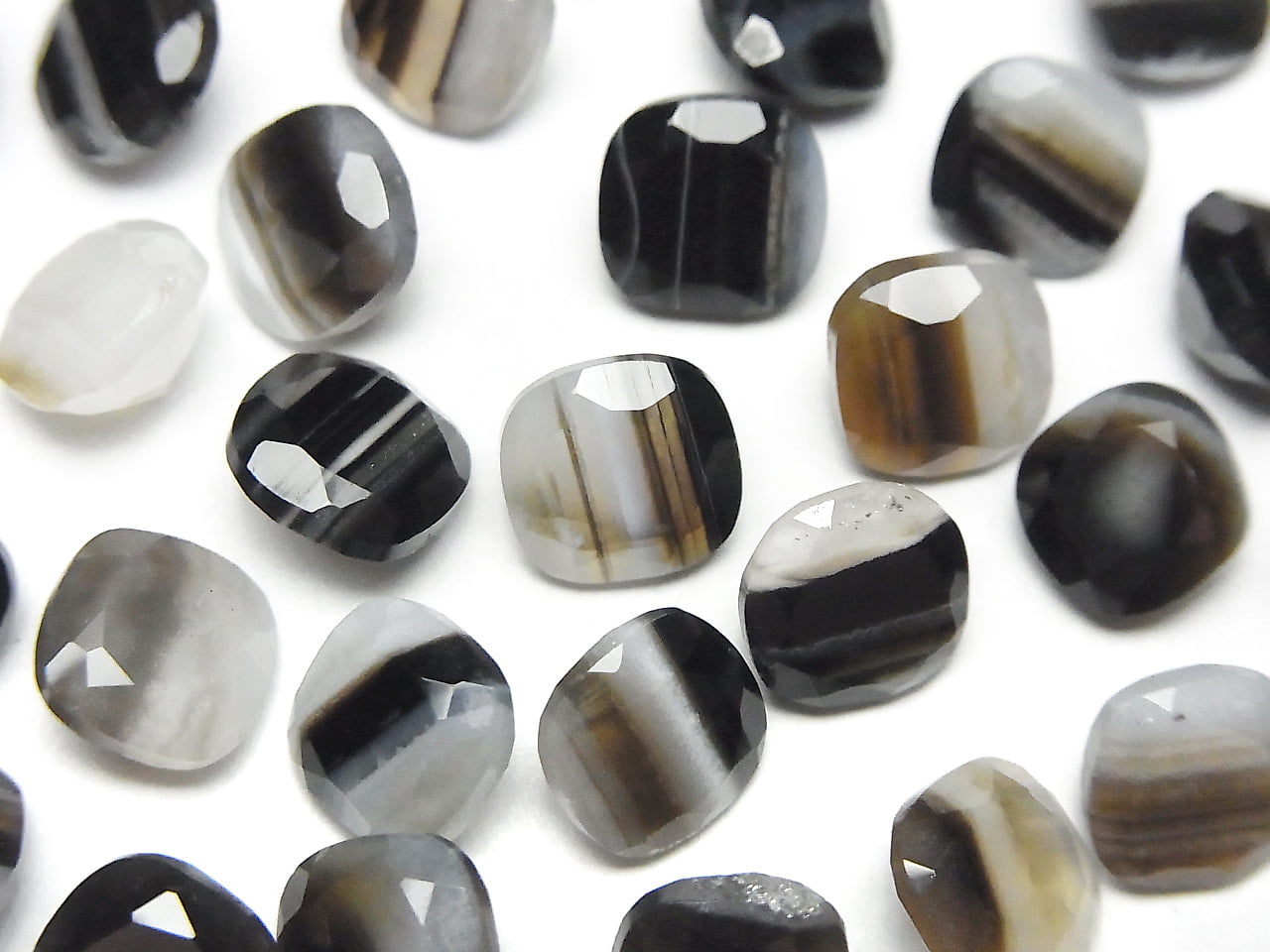 Black Stripe Agate Loose stone Square Faceted 8x8mm 5pcs