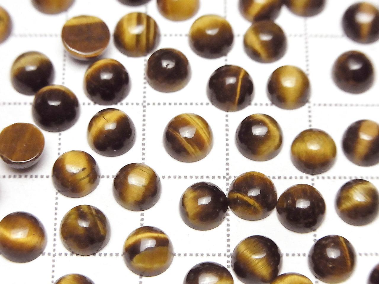 Yellow Tiger's Eye AA++ Round Cabochon 6x6mm 4pcs