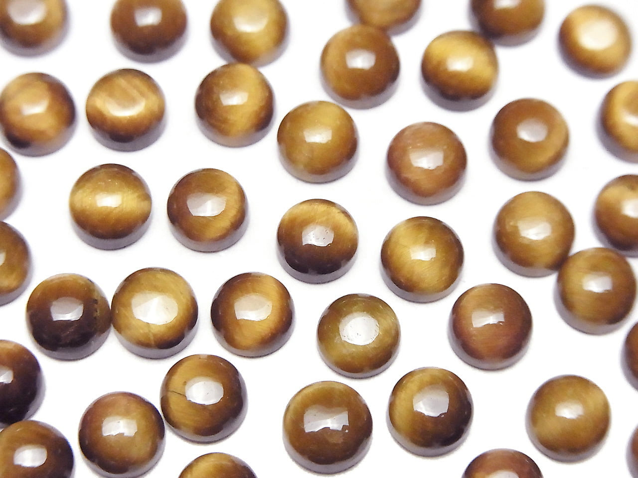 Yellow Tiger's Eye AA++ Round Cabochon 6x6mm Honey color 5pcs