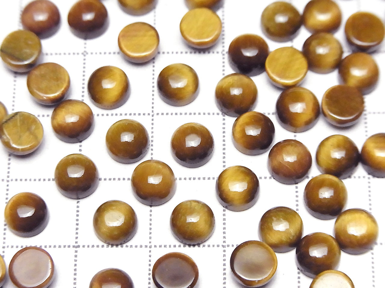 Yellow Tiger's Eye AA++ Round Cabochon 6x6mm Honey color 5pcs