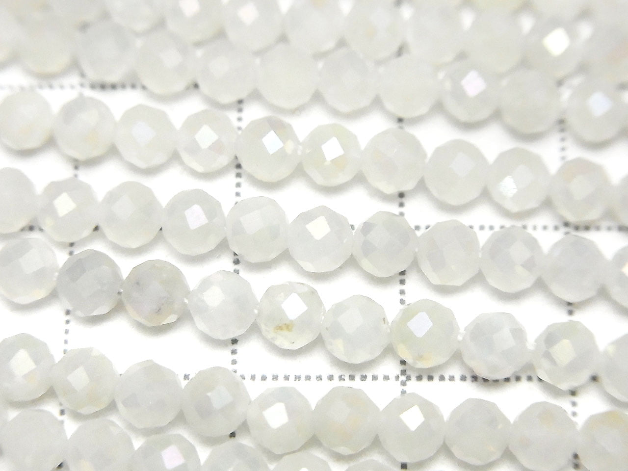 High Quality! White Moonstone AAA Faceted Round 4mm AB coating 1strand beads (aprx.15inch/36cm)