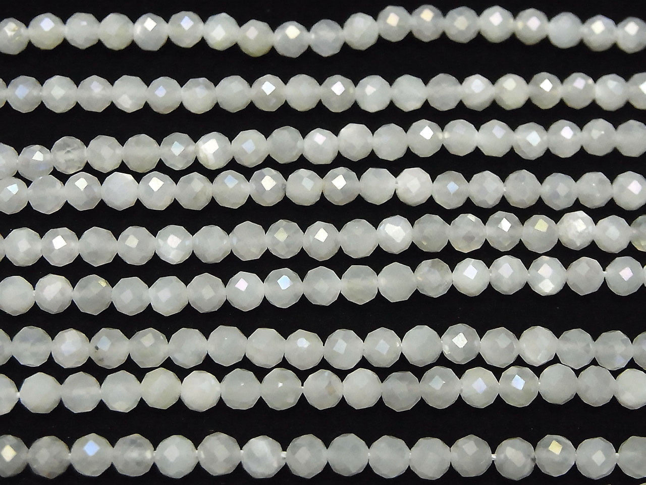 High Quality! White Moonstone AAA Faceted Round 4mm AB coating 1strand beads (aprx.15inch/36cm)