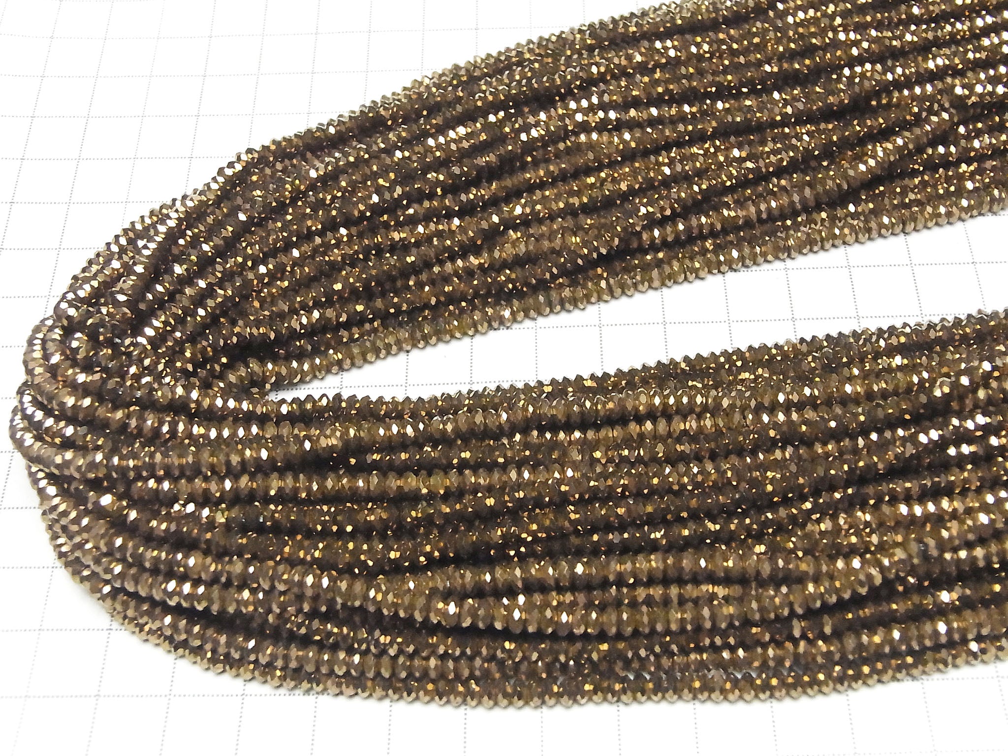 高品質！赤鐵礦刻面鈕扣圓珠 4x4x2mm 古銅色鍍層 1串珠子 (約15英吋/38公分)
