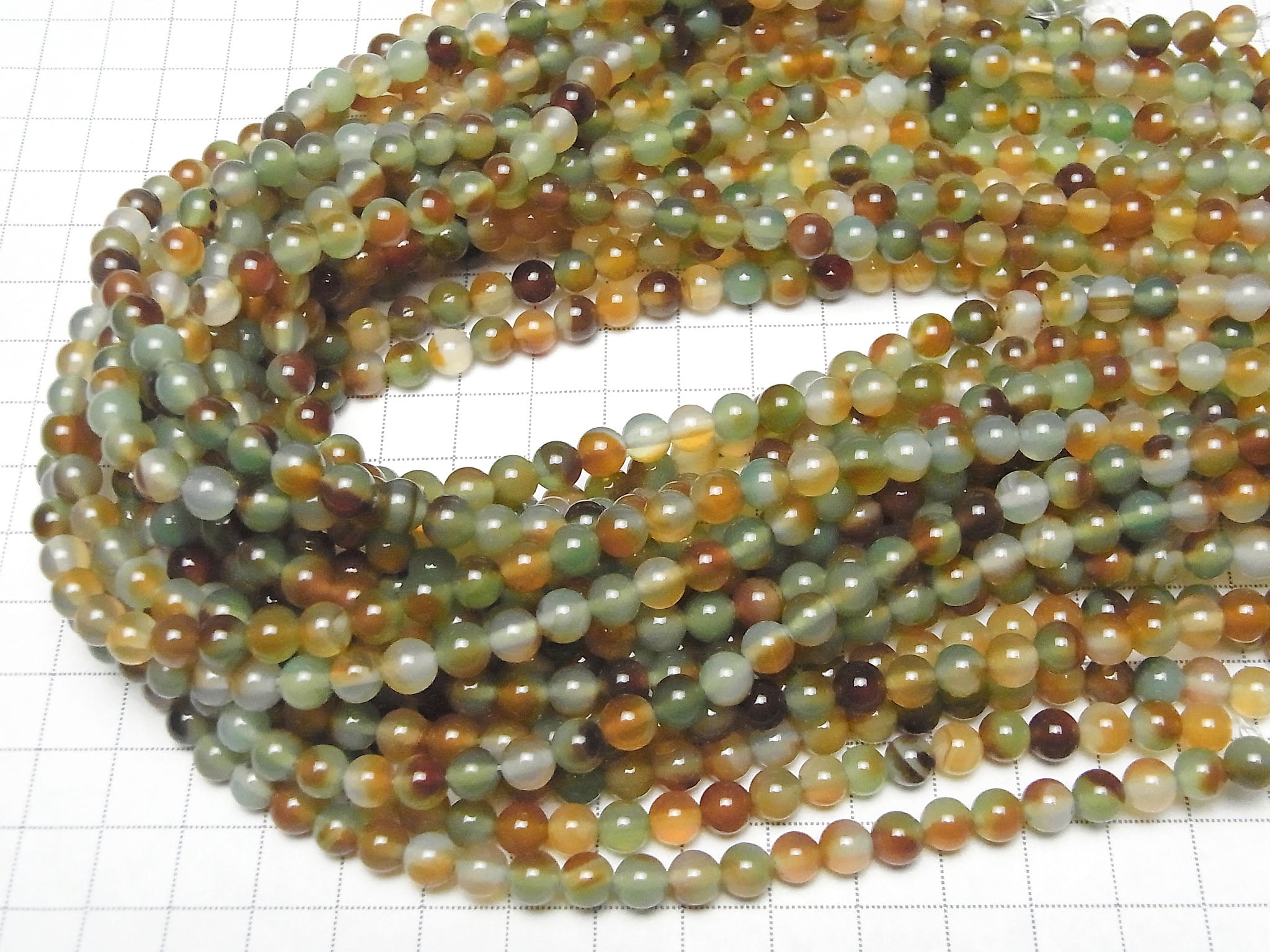 Green x Red color Chalcedony Round 6mm 1strand beads (aprx.15inch/36cm)