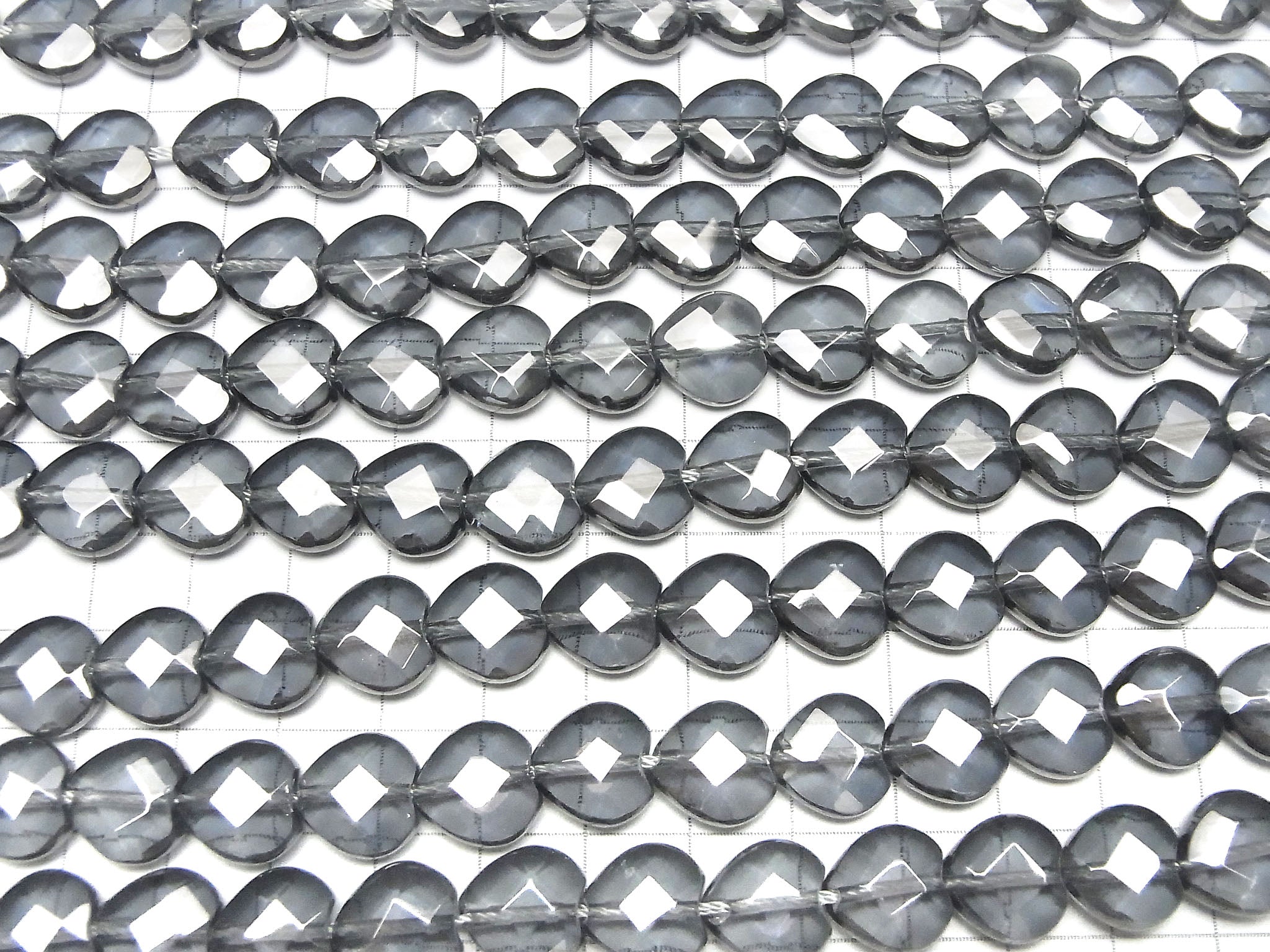 Silver flash Crystal Quartz Heart cut 12x12x5 half or 1strand beads (aprx.15inch / 36cm)