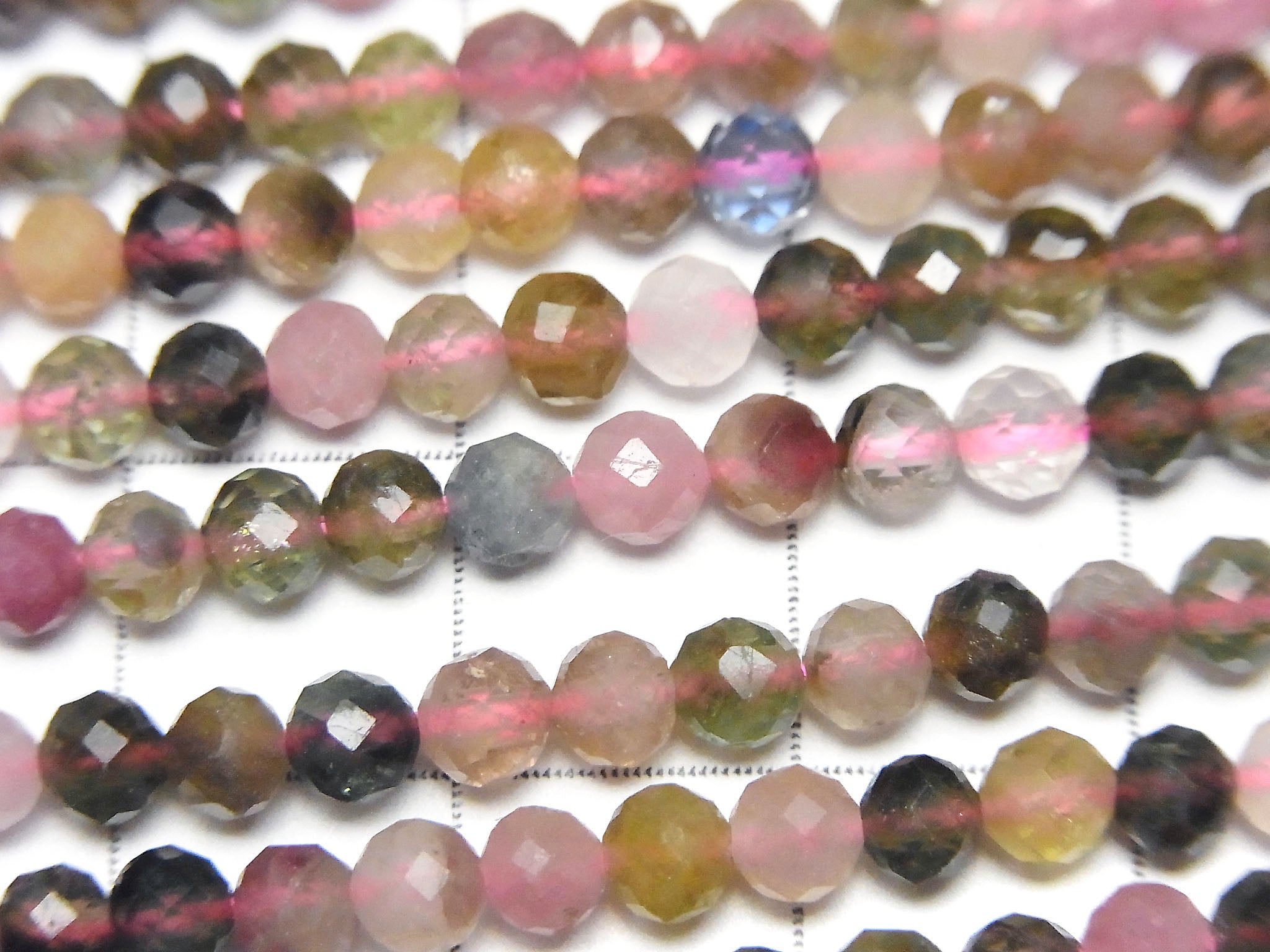 High Quality! Multicolor Tourmaline AA++ Faceted Round 4mm 1strand beads (approx. 15 inches/36 cm)