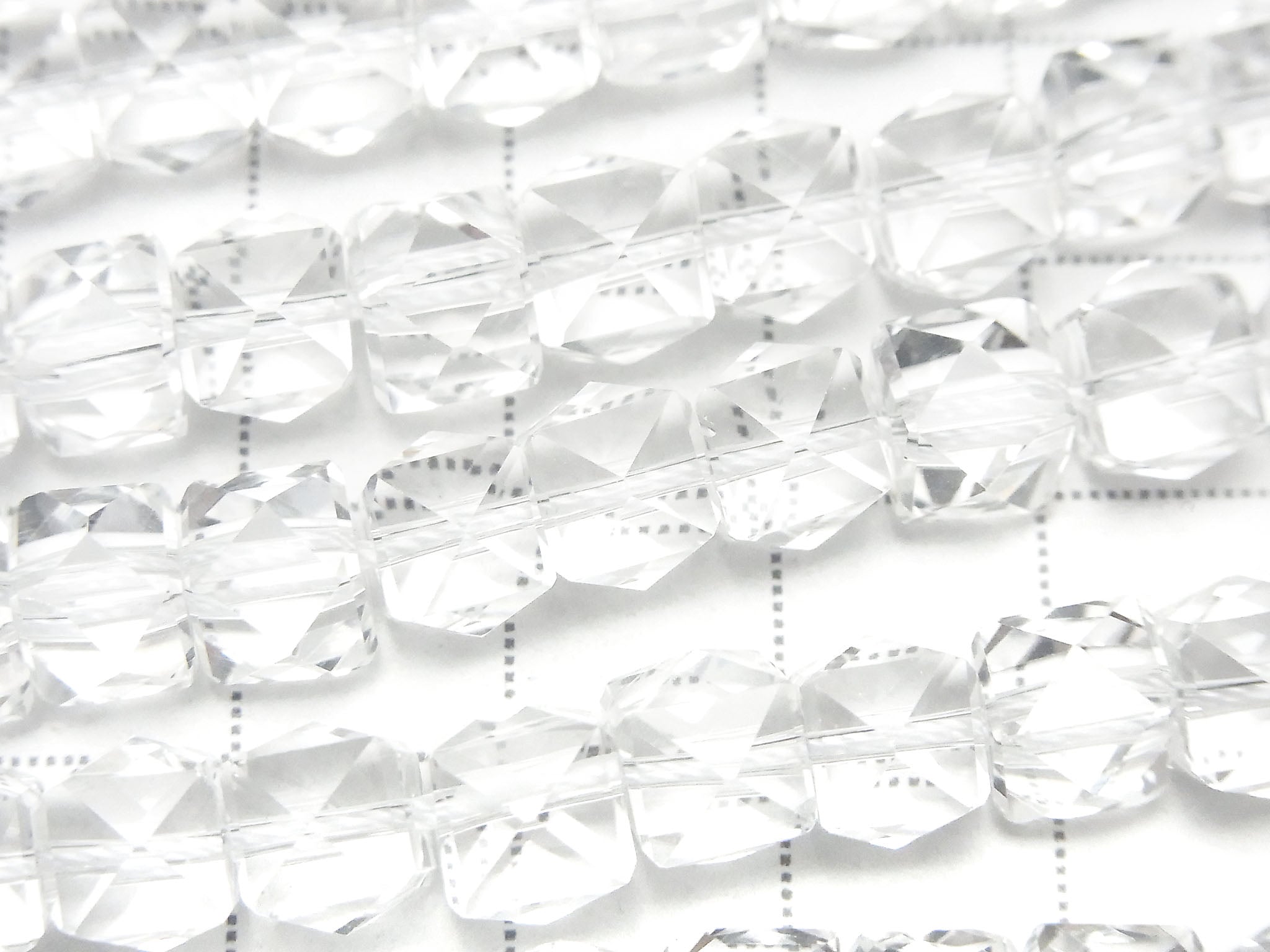 High Quality! Crystal Quartz AAA+ Studs, Cube Shape, 8mm Half or 1strand beads (approx. 7 inches/18 cm)
