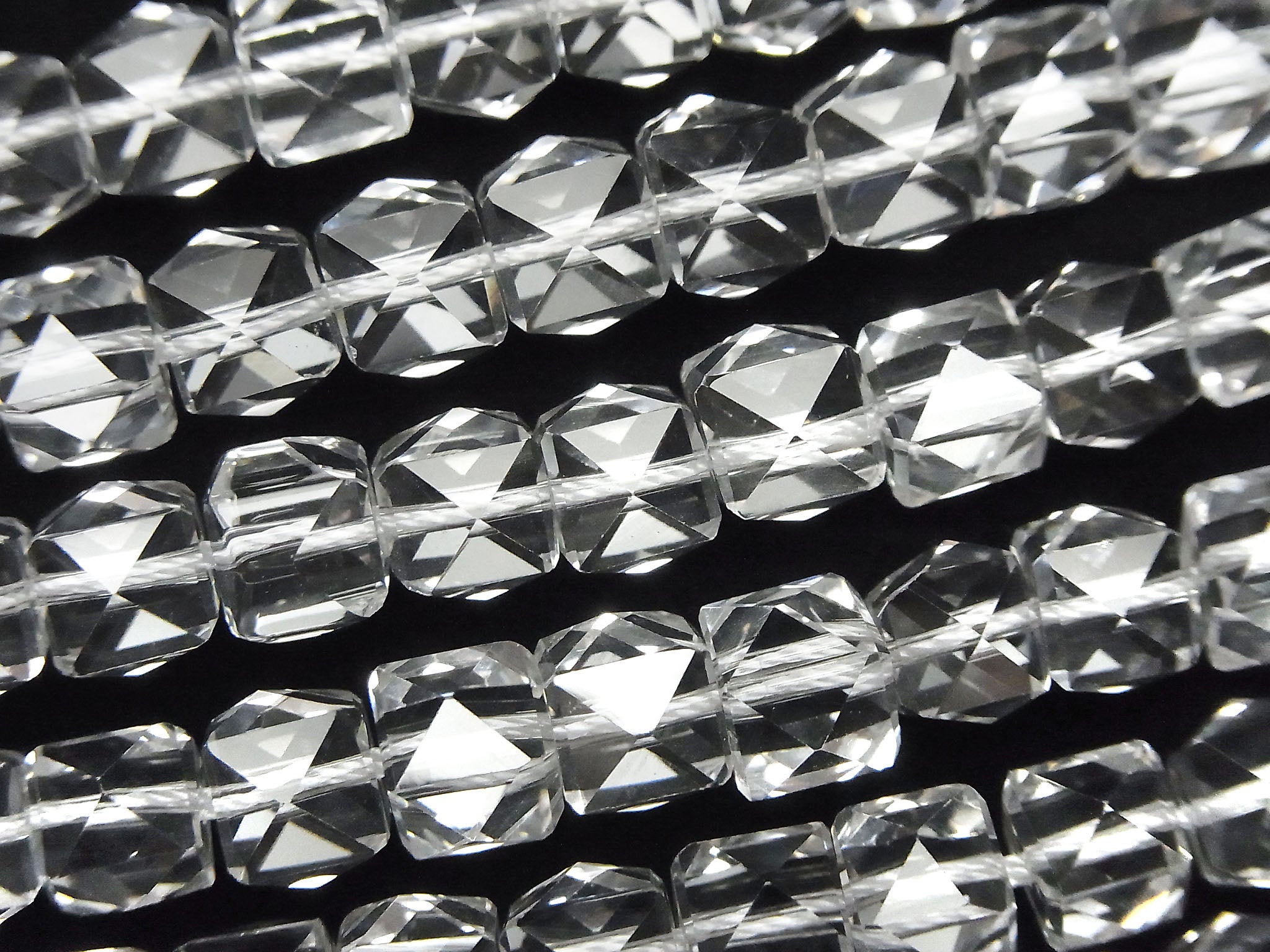 High Quality! Crystal Quartz AAA+ Studs, Cube Shape, 8mm Half or 1strand beads (approx. 7 inches/18 cm)
