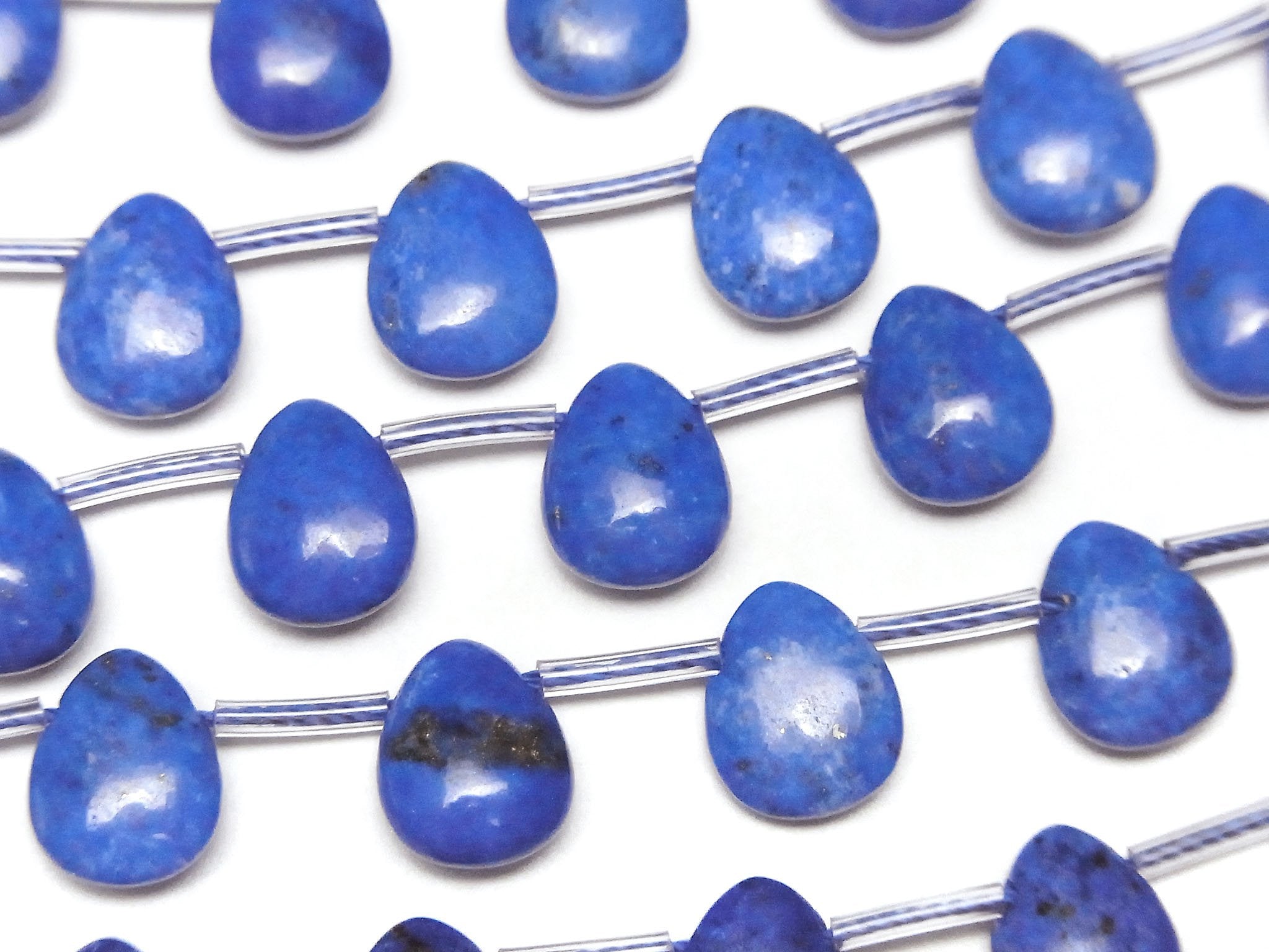 青金石 AA++ 梨形 (光滑) 10x8x4mm 半串珠或一串珠 (12顆)