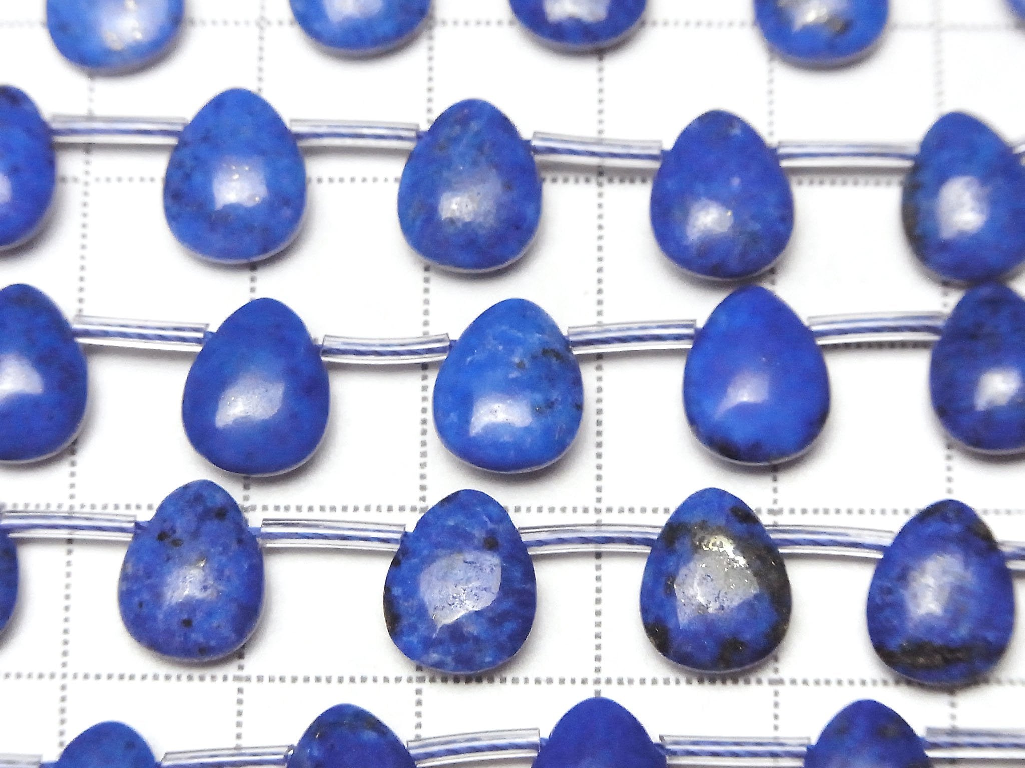 青金石 AA++ 梨形 (光滑) 10x8x4mm 半串珠或一串珠 (12顆)