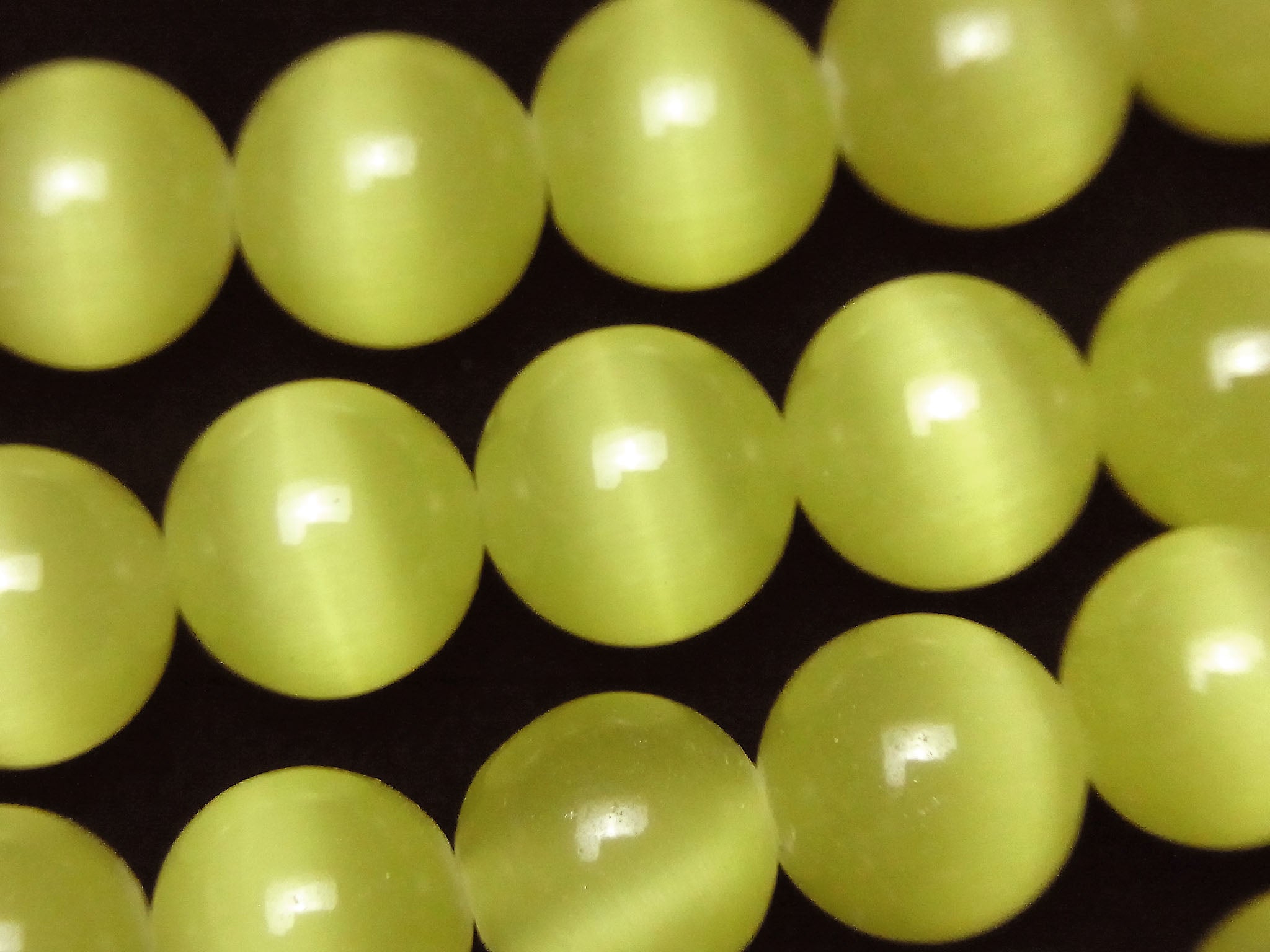 Lemon yellow color Cat's Eye Round 12mm 1strand beads (aprx.14inch/34cm)