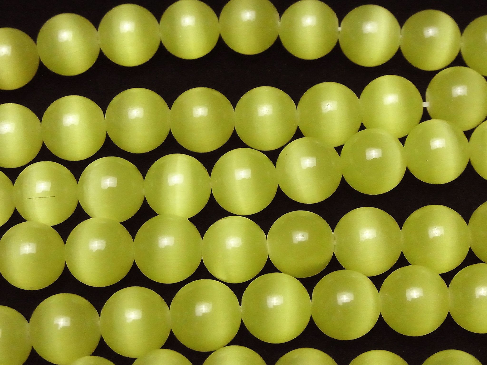 Lemon yellow color Cat's Eye Round 12mm 1strand beads (aprx.14inch/34cm)