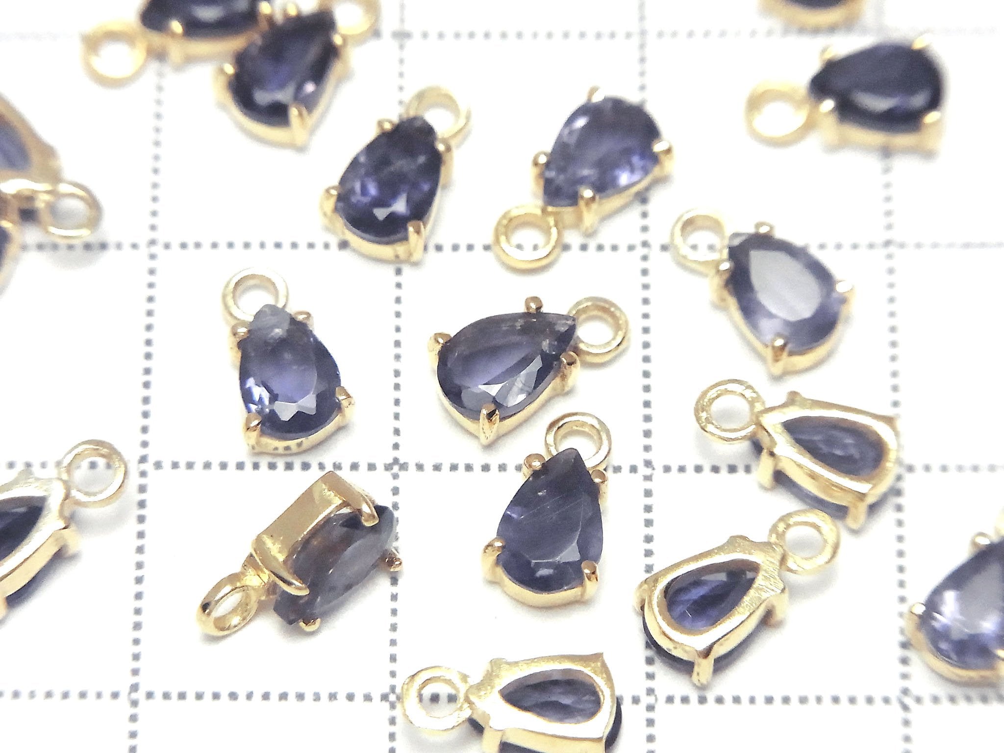 High Quality Iolite AAA Bezel Setting Pear shape Faceted 6x4mm 18KGP 2pcs $6.79!