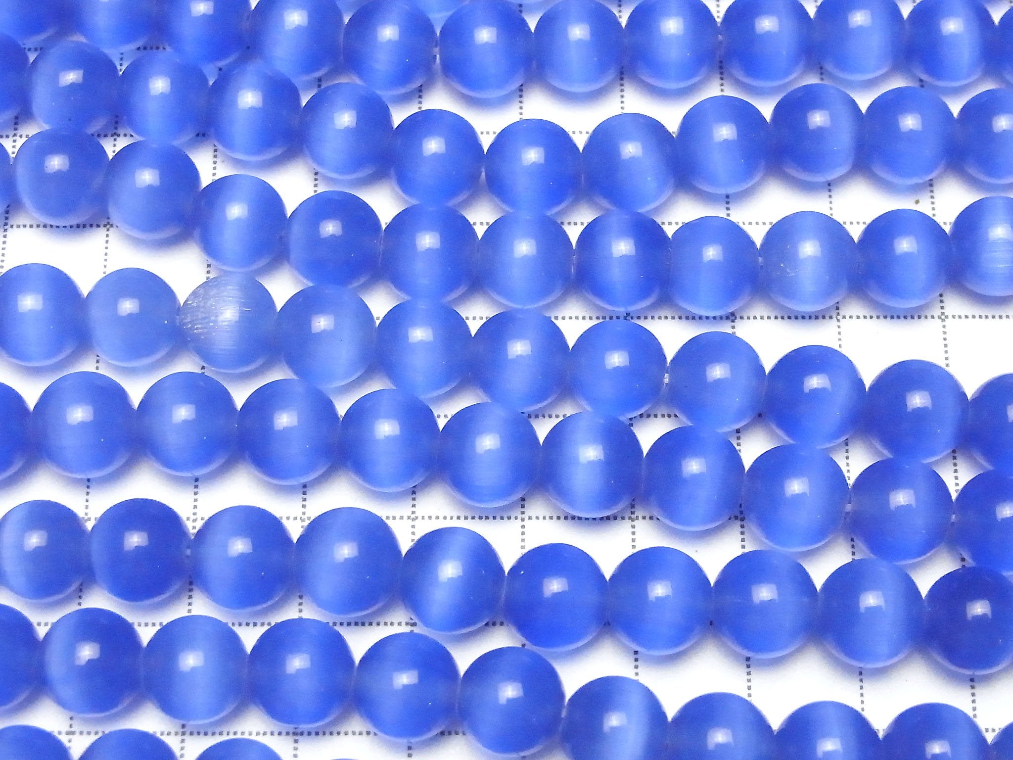 [Video] Pastellblauer Katzenauge Rund 10mm 1Strang Perlen (ca. 15 Zoll / 36 cm)