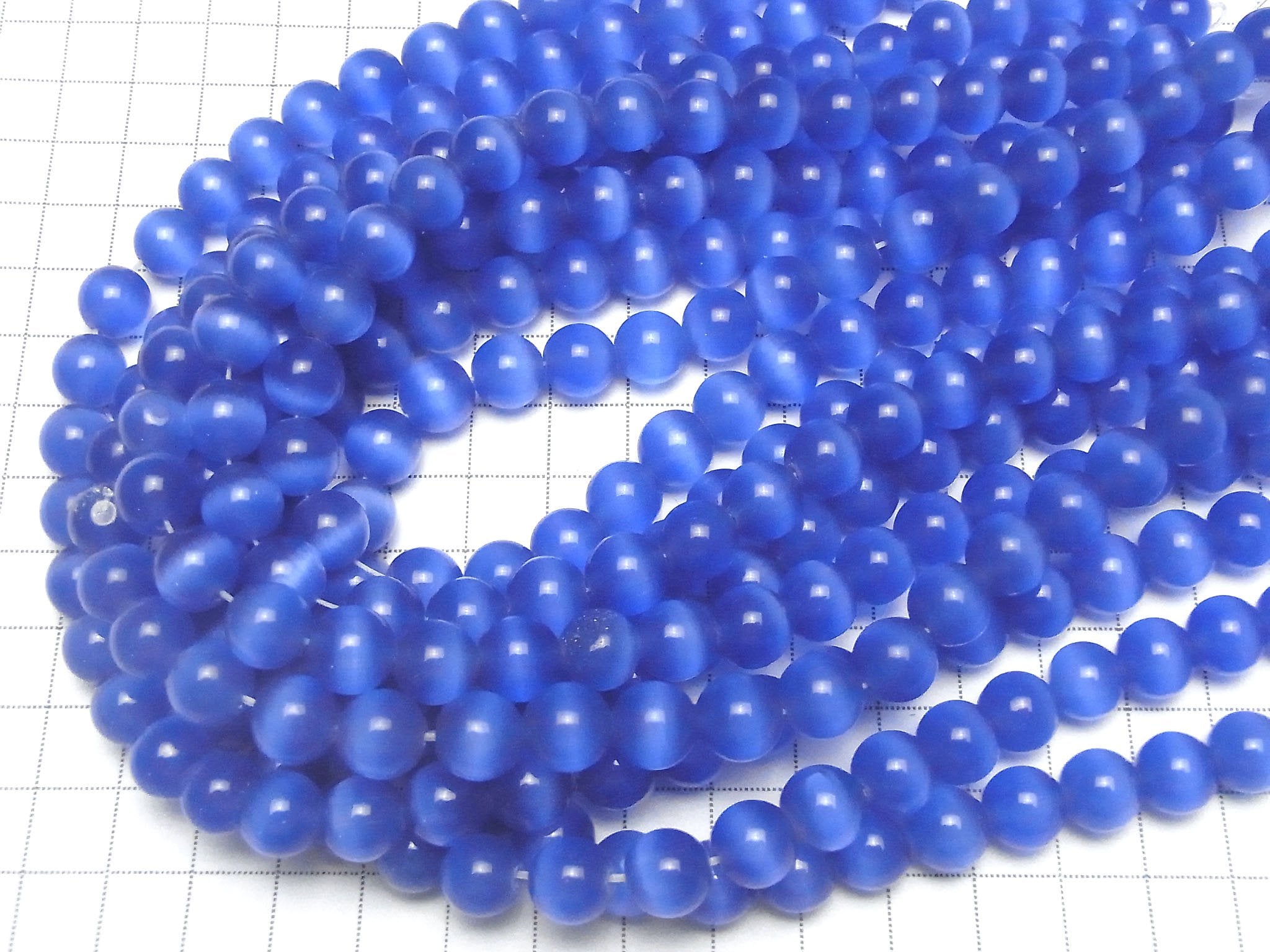 [Video] Pastellblauer Katzenauge Rund 10mm 1Strang Perlen (ca. 15 Zoll / 36 cm)