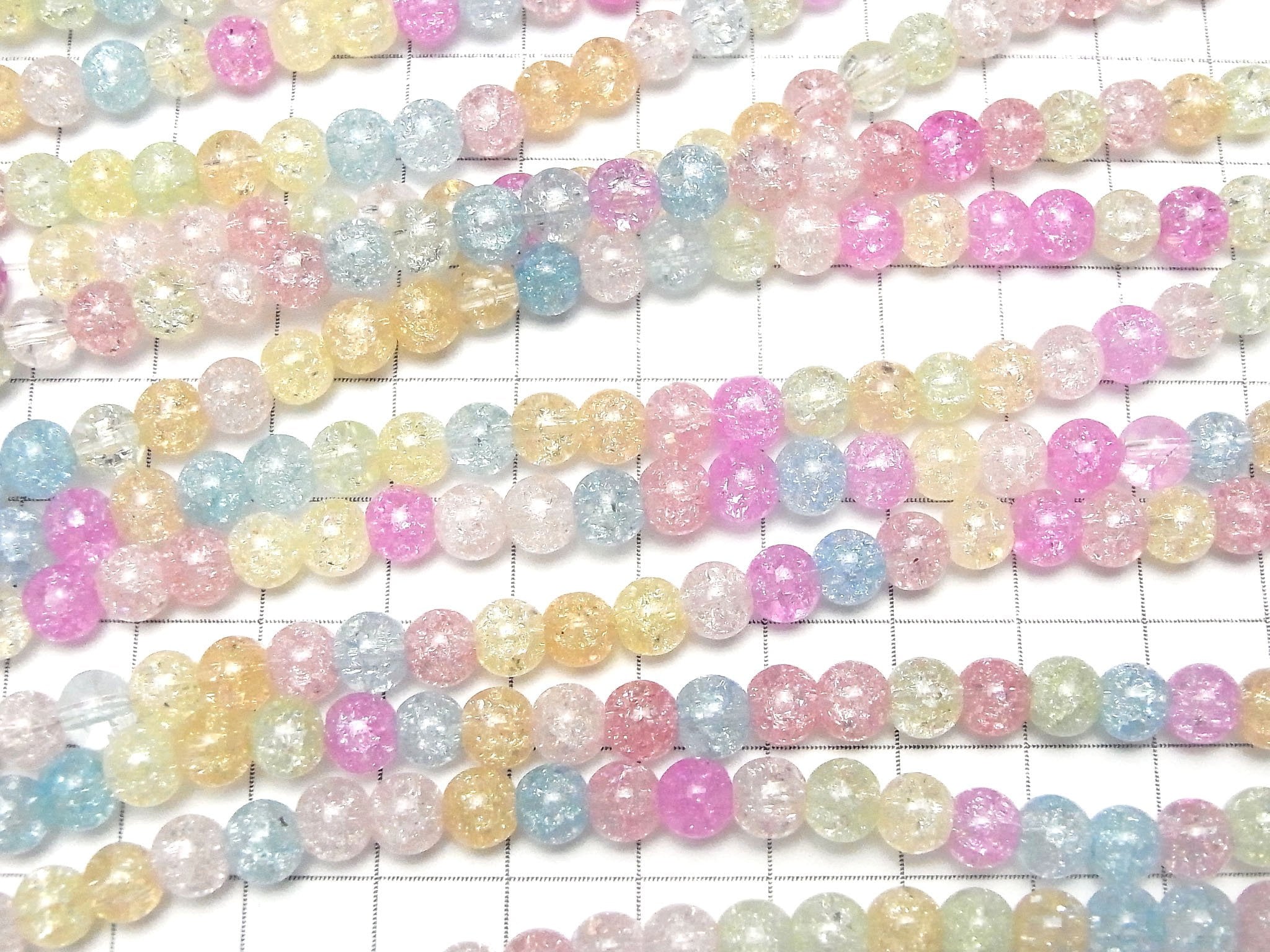 1 fil 3,79 $ ! Perles rondes de quartz cristal craquelé multicolore 6 mm pastel 1 fil (env. 15 pouces / 36 cm)