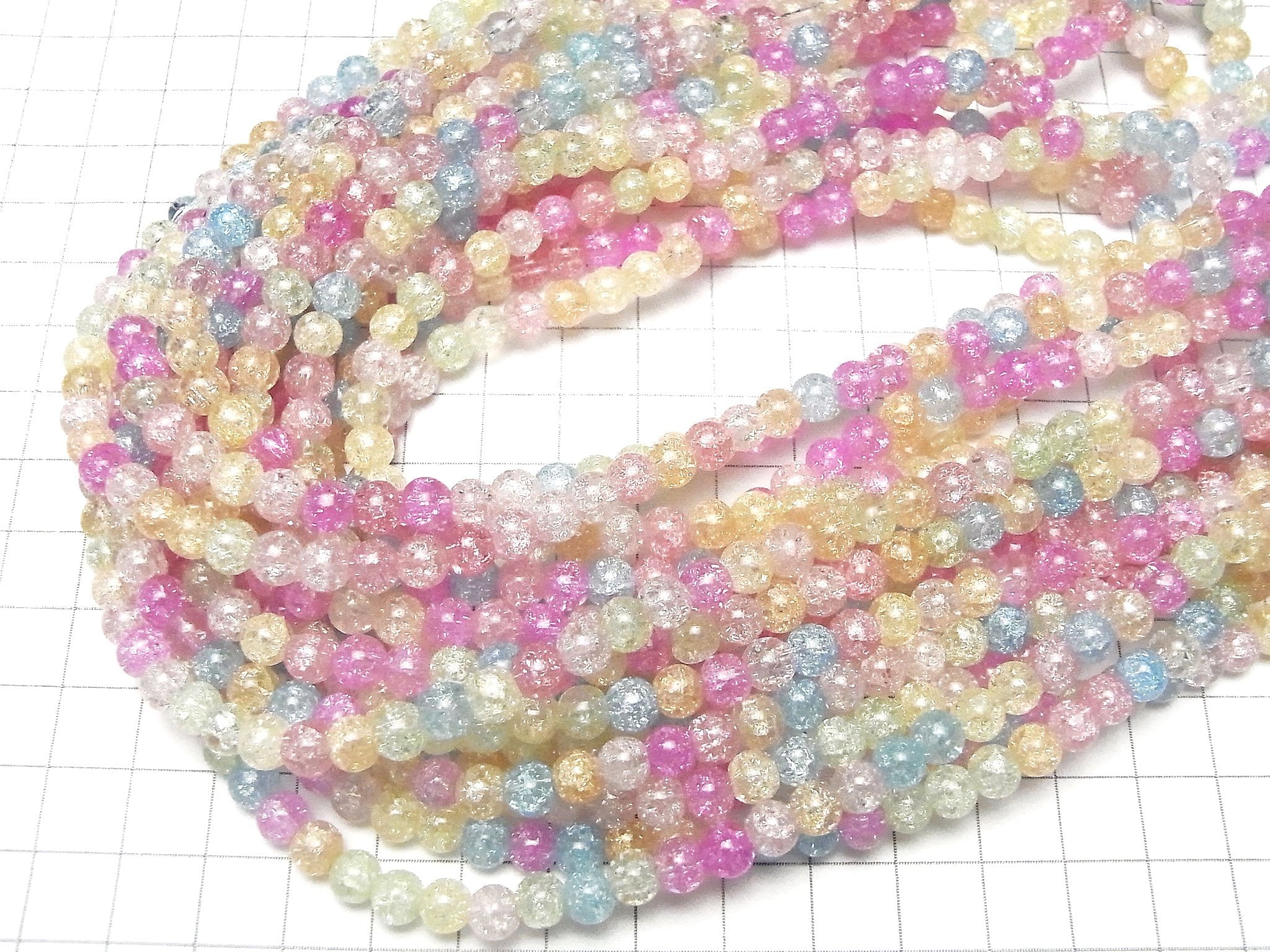 1 fil 3,79 $ ! Perles rondes de quartz cristal craquelé multicolore 6 mm pastel 1 fil (env. 15 pouces / 36 cm)