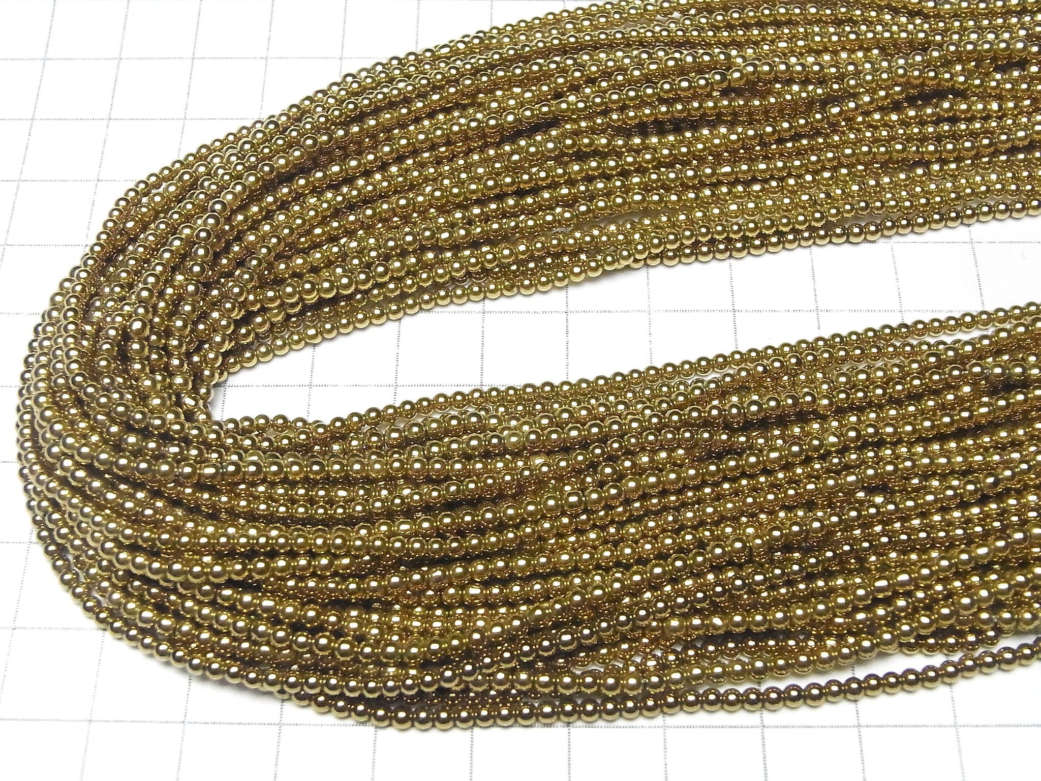 Hematite Round 2mm gold coated 1strand beads (aprx.15inch/38cm)