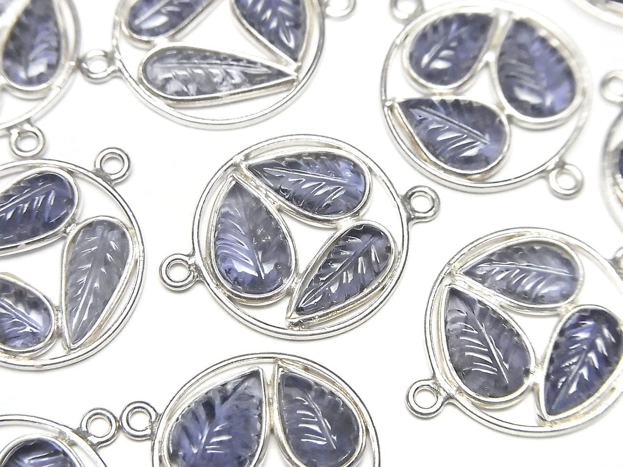 High Quality Iolite AAA Bezel Setting Leaf motif 13-18 mm Both Side 1pc $6.79