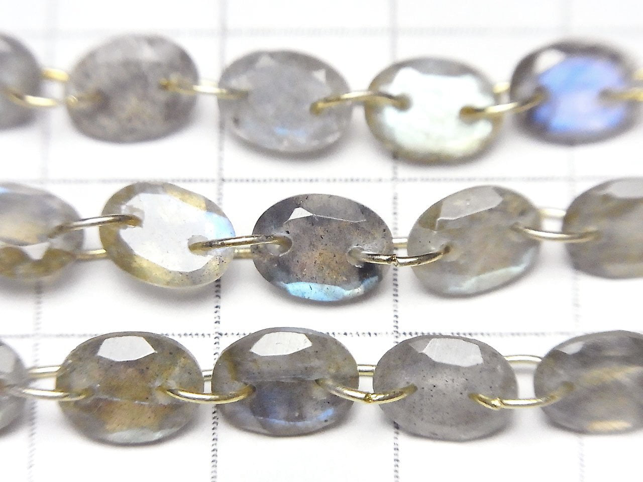 Labradorite AA++ Ovale Facettée 8x6mm [Double Trou] 1 fil de perles (10pcs)