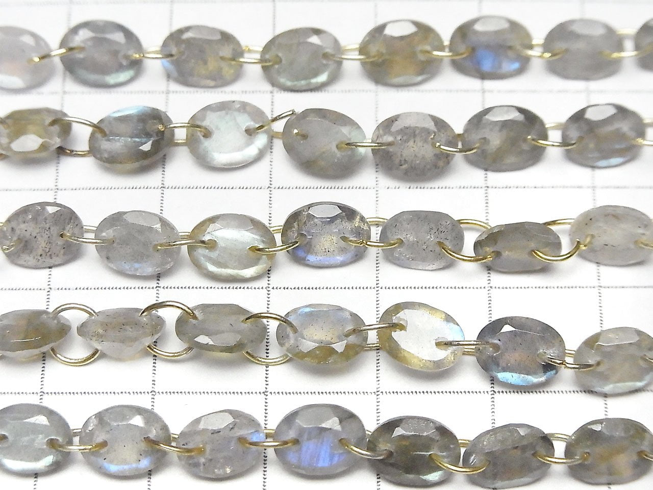 Labradorite AA++ Ovale Facettée 8x6mm [Double Trou] 1 fil de perles (10pcs)
