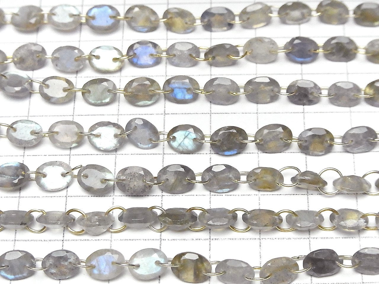 Labradorite AA++ Ovale Facettée 8x6mm [Double Trou] 1 fil de perles (10pcs)