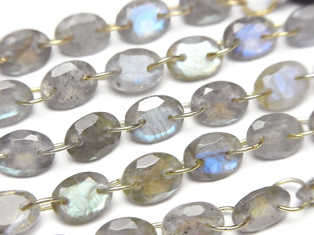 Labradorite AA++ Ovale Facettée 8x6mm [Double Trou] 1 fil de perles (10pcs)