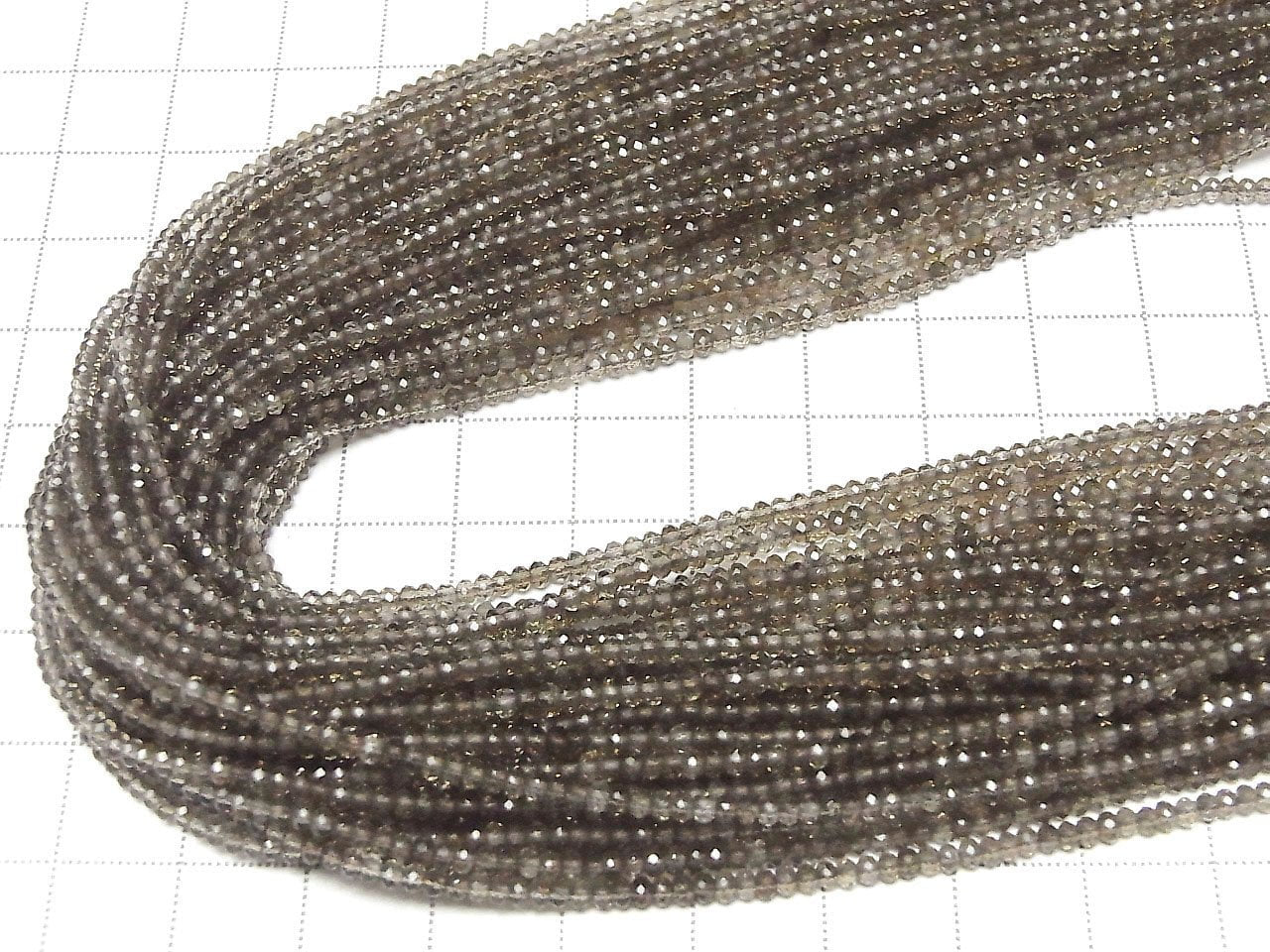 Haute qualité ! Quartz fumé AAA à facettes, bouton rondelle 2x2x1,5mm, 1 fil de perles (environ 15 pouces/38cm)