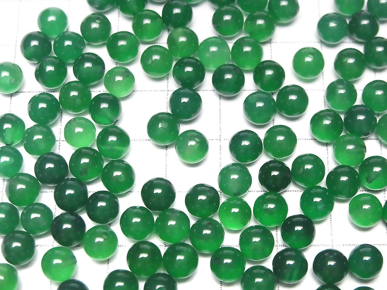 Onyx Vert AAA Demi-percé Rond 6mm 10 pièces