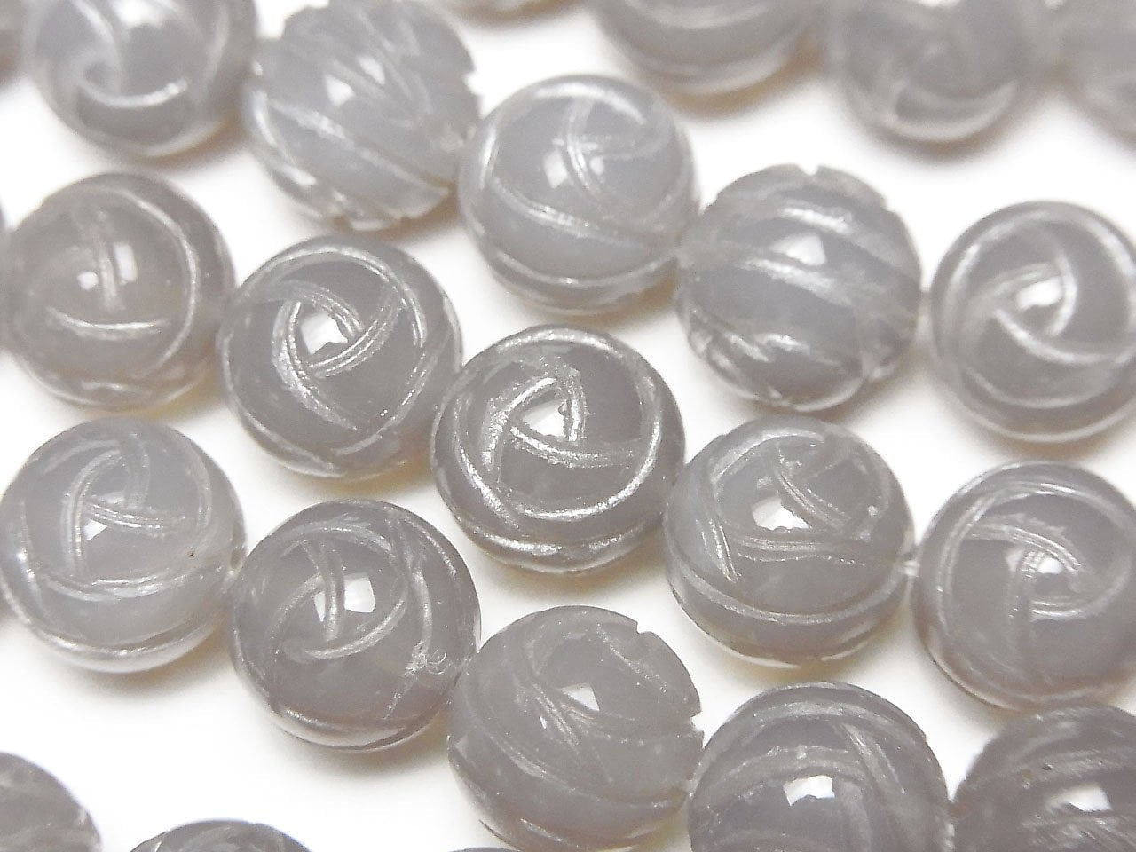 Onyx Gris AAA Rond Taille Rose 10 mm perles demi-fil ou 1 fil (env. 14 pouces / 35 cm)