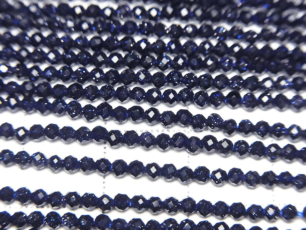 Haute qualité ! 2pcs 5,79 $ ! Perles 1 fil (environ 15 pouces/37 cm) rondes à facettes 2 mm en pierre de sable doré bleue