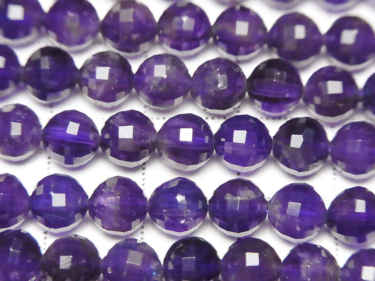 Haute qualité ! Améthyste AA+ facettée miroir ronde 6mm 1 rang de perles (env. 37cm/15pouces)